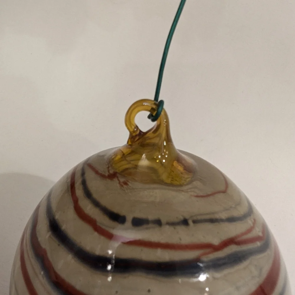 Handmade Blown Glass Orb Ornament Ball Holiday Christmas Earth Tones 3.5